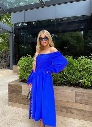 Сукня креп-жатка. міді, гумка на грудях. довге легке плаття