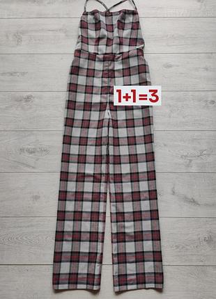 1+1=3 🎁 красивый брючный ромепр с открытой спиной в клетку от topshop