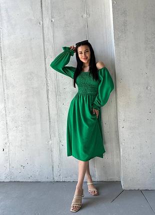 Сукня креп-жатка. міді, гумка на грудях. довге легке плаття