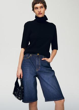 Джинсові шорти бермуди baggy бігги темно-сині h&m