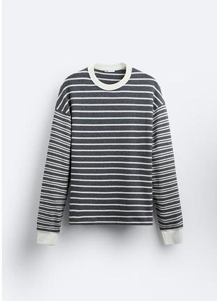 Светр zara сірий у смужку