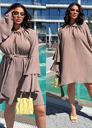 Платье оверсайз из жатки