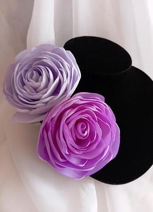 Брошь роза сиреневая из ткани