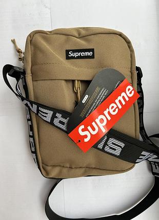 Сумка чоловіча supreme shoulder bag cordura спортивна (бежевий колір)