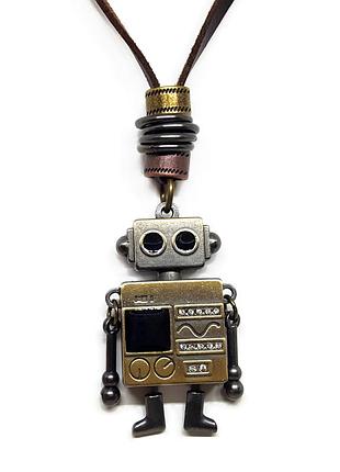 🔺🤖 кулон в стиле стимпанк на кожаном шнурке "робот" подвижные части
