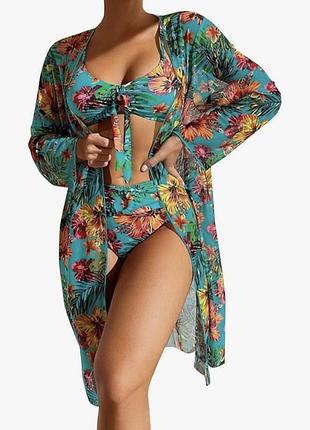 Яркий купальник в стиле бандо от shein