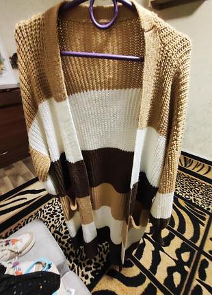 Вязаный кардиган макси оверсайз