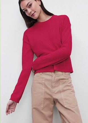 Кашемировый красный толстый свитер джемпер р. 1 s, xs 100% кашемир marc cain германия