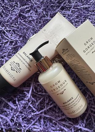 Набор для блеска и шелковистости волос grow gorgeous balance шампунь+ несмываемый уход