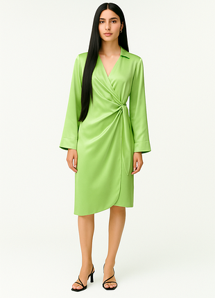 📤arket атласна сукня міді на запах