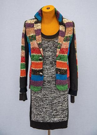 Картатий в'язаний кардиган з гумками з боків ✂️made in china 📍розмір l