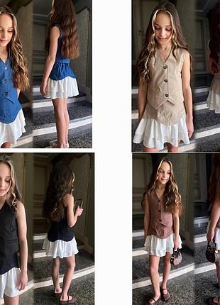 Літній комплект на дівчинку: жилетка і спідниця