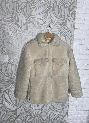 Меховушка шубка на кнопках волохате пальто барашка на дівчинку 11-12р h&m