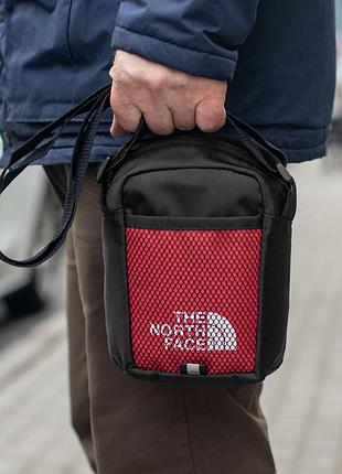 Барсетка the north face красний тканевая молодежная мессенджер tnf  зе норт фейс