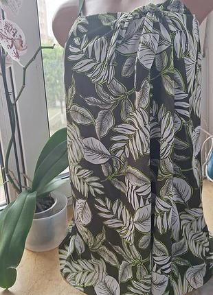 Слитный купальник-парео тропический принт хаки от tu батал р 52-54-56