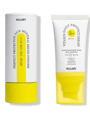 Набір сонцезахисна мінеральна пудра прозора з spf 30 + сонцезахисний крем для обличчя spf 30+