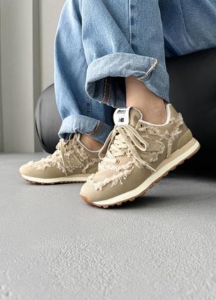 🔵new balance 574 x miu miu beige