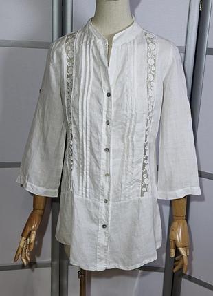 Роскошная белоснежная рубашка, лен коттон