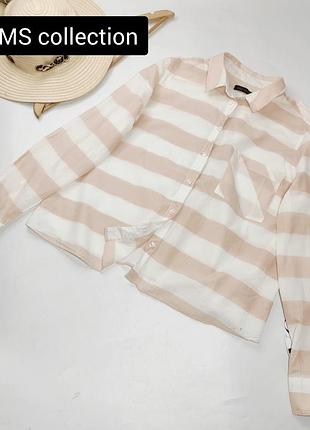 Сорочка жіноча біла у рожеву смужку від бренду ms collection m
