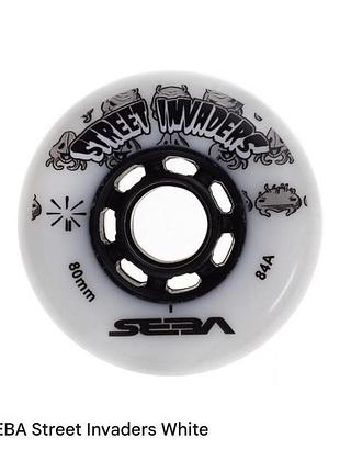 Колёса seba 80 mm street invaders для роликов б/у недорого белые с надписью