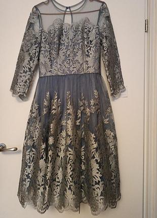 Невероятное выпускное праздничное платье миди eu 34, 98.8