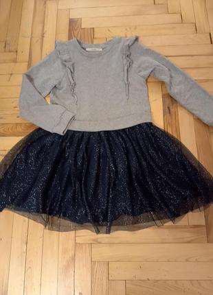 Красивое комбинированное платье на 7-9 лет, рост 128-135
