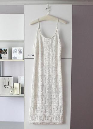 Вязаное ажурное миди платье от zebra