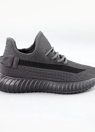 Жіночі текстильні сірі кросівки yeezy з дихаючою сіткою,базові,універсальні,спортивні,повсякденні
