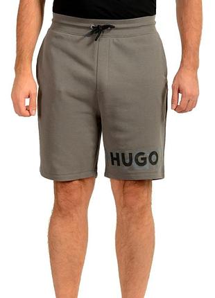 Мужские повседневные хлопковые шорты hugo boss "dilton" серого цвета, размер l