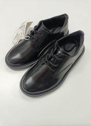 Чорні туфлі дербі з екошкіри zara 29 30 31 34