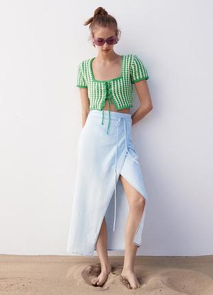 🤍🤍🤍вязаный топ с завязками zara💚💚💚