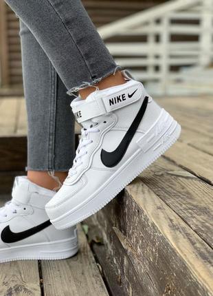 Nike air force 1 shadow женские зимние кроссовки🆕 шкіряні кросівки (хутро)🆕на зиму