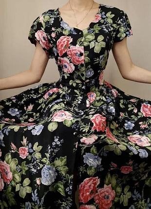 Роскошное длинное платье в цветы розы в стиле ретро винтаж vintage stories лора эшли laura ashley ♥