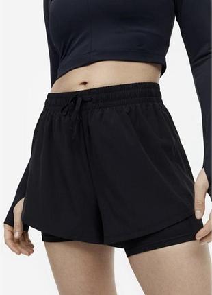 Чорні подвійні спортивні шорти h&m