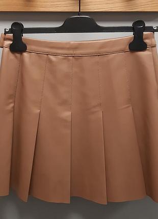 Спідниця плісе з екошкіри