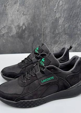 Кроссовки мужские lacoste черные, весна-лето, кожа текстиль, размер 40-45