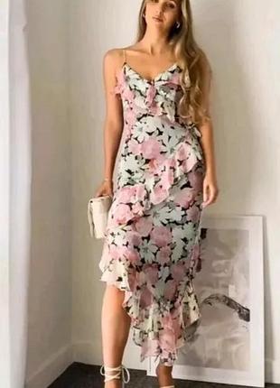 Сукня міді з воланами zara