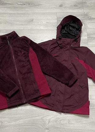 Жіноча куртка 3в1 jack wolfskin мембранка +фліс розмір : м