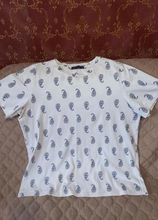 Домашня/піжамна котонова футболка m&s. розмір 2 хл (18)