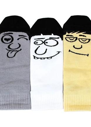 Набор летние женские носки с принтом эмодзи 3 пары 36-40 короткие носки emoji