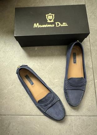 Сині замшиві лофери massimo dutti