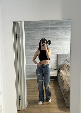Джинси zara прямі палаццо джинси рвані джинсы рваные