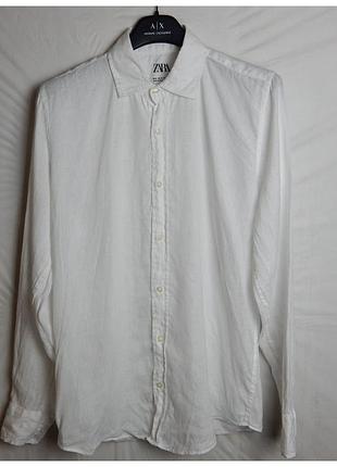 Льняная белая рубашка zara. (можно как unisex)