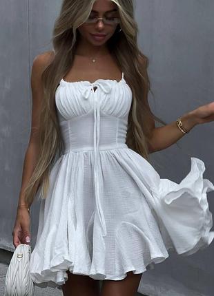 Платье на брителях с трендовой юбочкой, американский креп в размере :42-44, 44-46