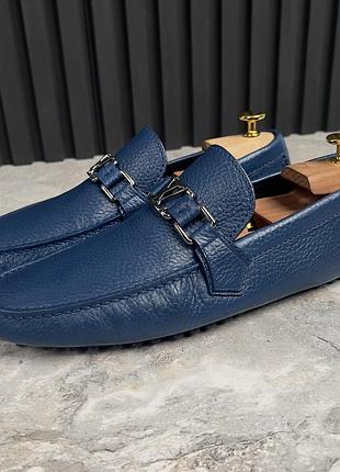 Louis vuitton hockenheim driving moccasin grain blue чоловічі туфлі мокасини оригінал 42 eur