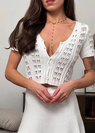 Вязаный кружевной кроп топ