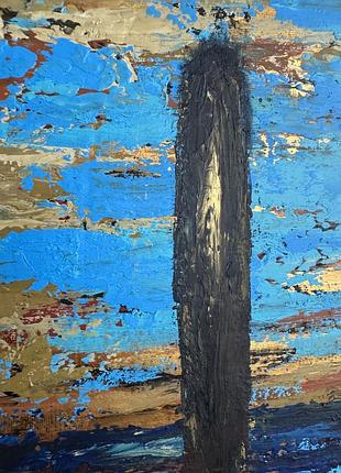 Стрижень тиші акрил, мастихін, полотно 40×40 см,4 фото