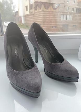 Туфли серые, замшевые, navy boot