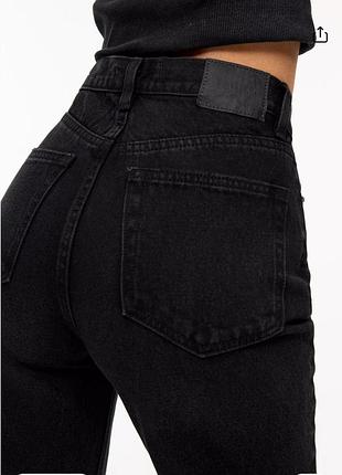 Черные женские джинсы высокая посадка pull & bear mom fit jeans high waist