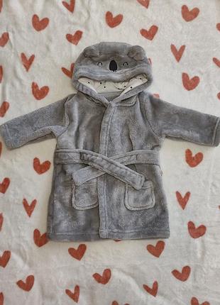 Банный халатик серого цвета 56-62 р. идеально подойдет как для мальчика так и для девочки.